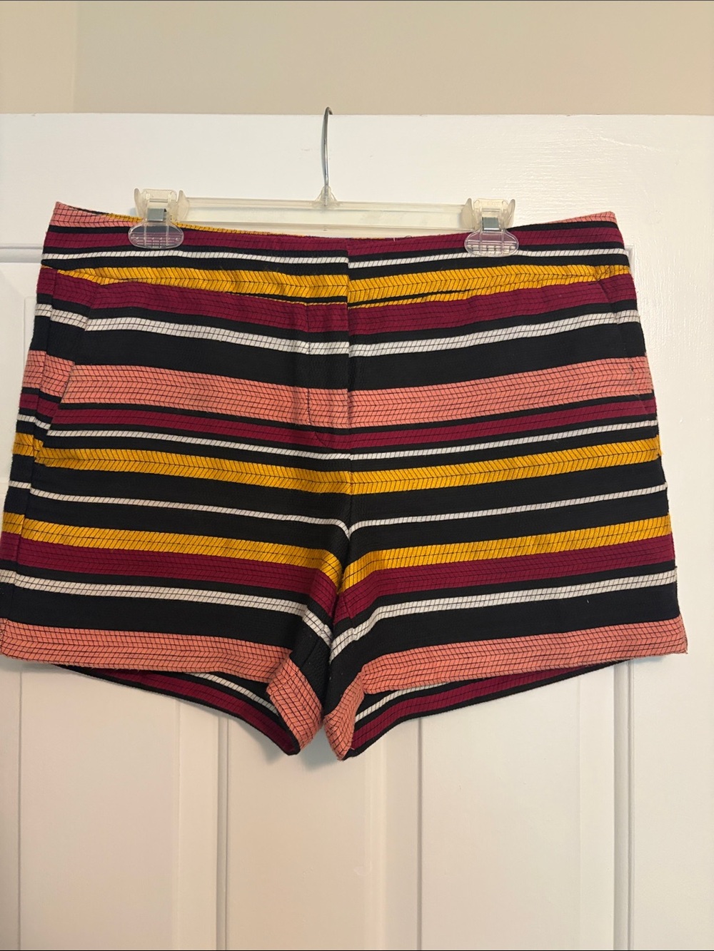Ann Taylor Factory Striped Shorts in Black, Mustard & Coral